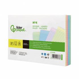 Tarjeta liderpapel para estudiar rayada cartulina de colores 170 gr m2 125x200mm paquete de 200 unidades - TC03