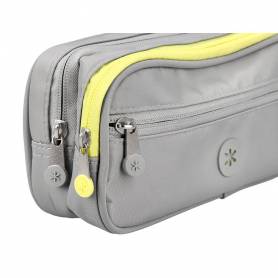 Estuche portatodo antartik 3 compartimentos compañero de mochila color gris 100 x 60 x 220 mm - IK04