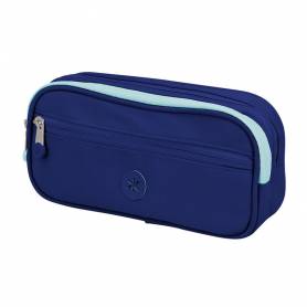 Estuche portatodo antartik 3 compartimentos compañero de mochila color azul marino 100 x 60 x 220 mm - IK06