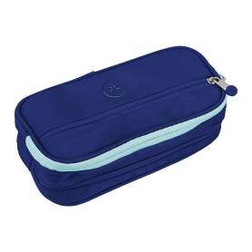 Estuche portatodo antartik 3 compartimentos compañero de mochila color azul marino 100 x 60 x 220 mm - IK06