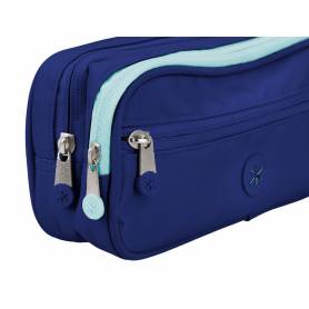 Estuche portatodo antartik 3 compartimentos compañero de mochila color azul marino 100 x 60 x 220 mm - IK06