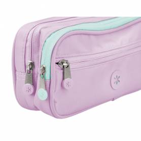 Estuche portatodo antartik 3 compartimentos compañero de mochila color morado 100 x 60 x 220 mm - IK10