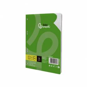 Recambio liderpapel din a5 100 hojas 75 gr cuadro 6mm con margen 6 taladros - RC07