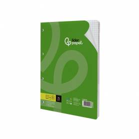 Recambio liderpapel din a4 100 hojas 75 gr cuadro 6 mm 4 taladros con margen - RF04