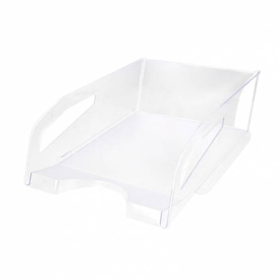 Bandeja sobremesa plastico q-connect gran capacidad con asa transparente 386x270x115mm - KF14226