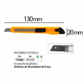 Cuter q-connect plastico estrecho cuchilla 9 mm xd-05 caja de 60 unidades - KF14473