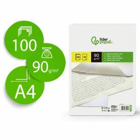 Papel verjurado liderpapel a4 90g/m2 crema paquete de 100 hojas