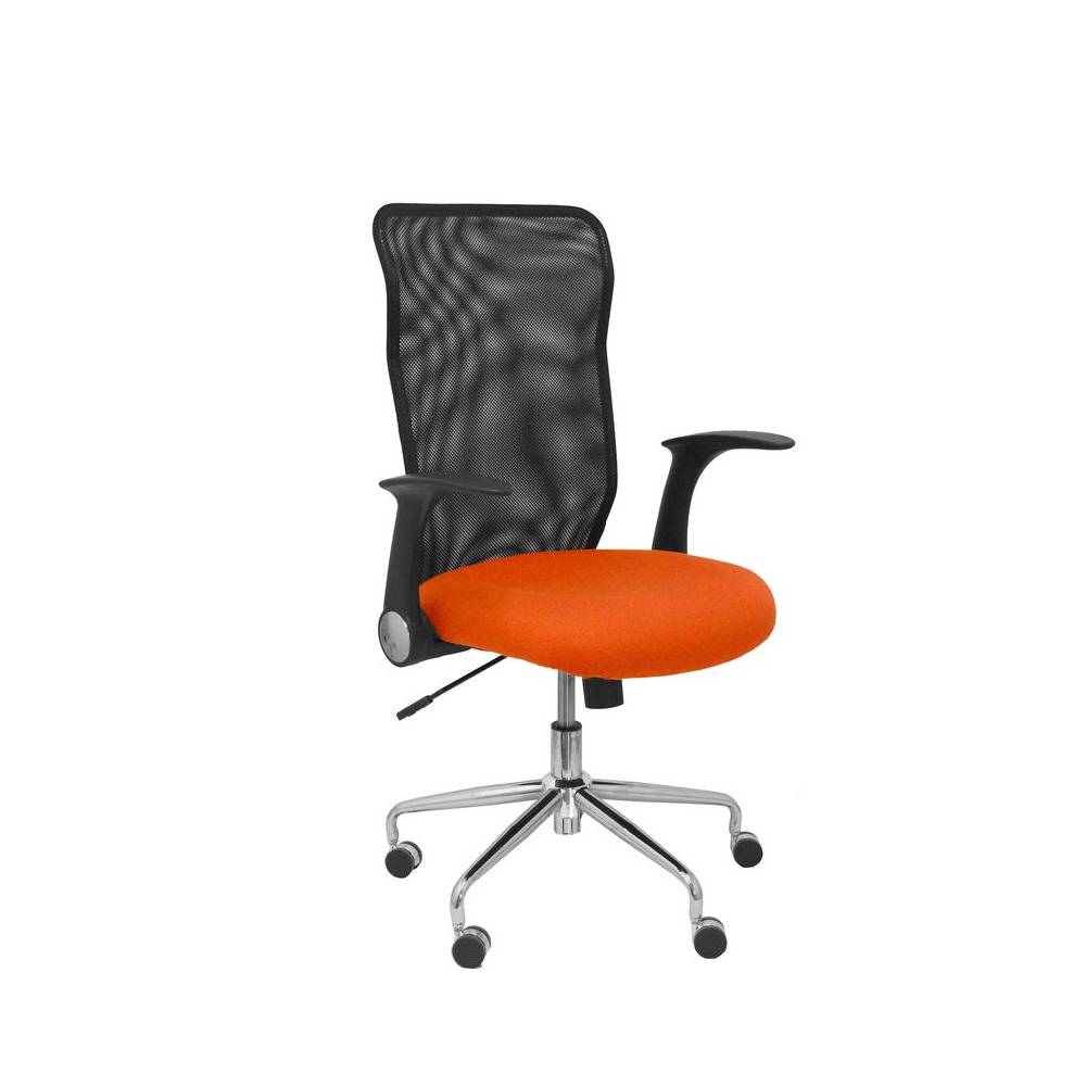 Silla Minaya respaldo malla negro asiento bali naranja oscuro