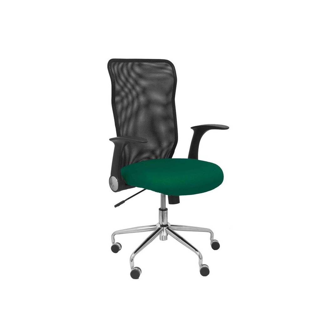 Silla Minaya respaldo malla negro asiento bali verde botella