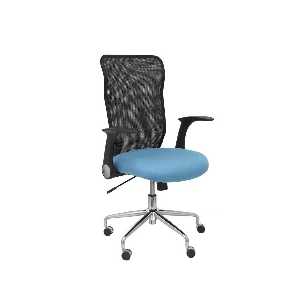 Silla Minaya respaldo malla negro asiento bali azul cielo