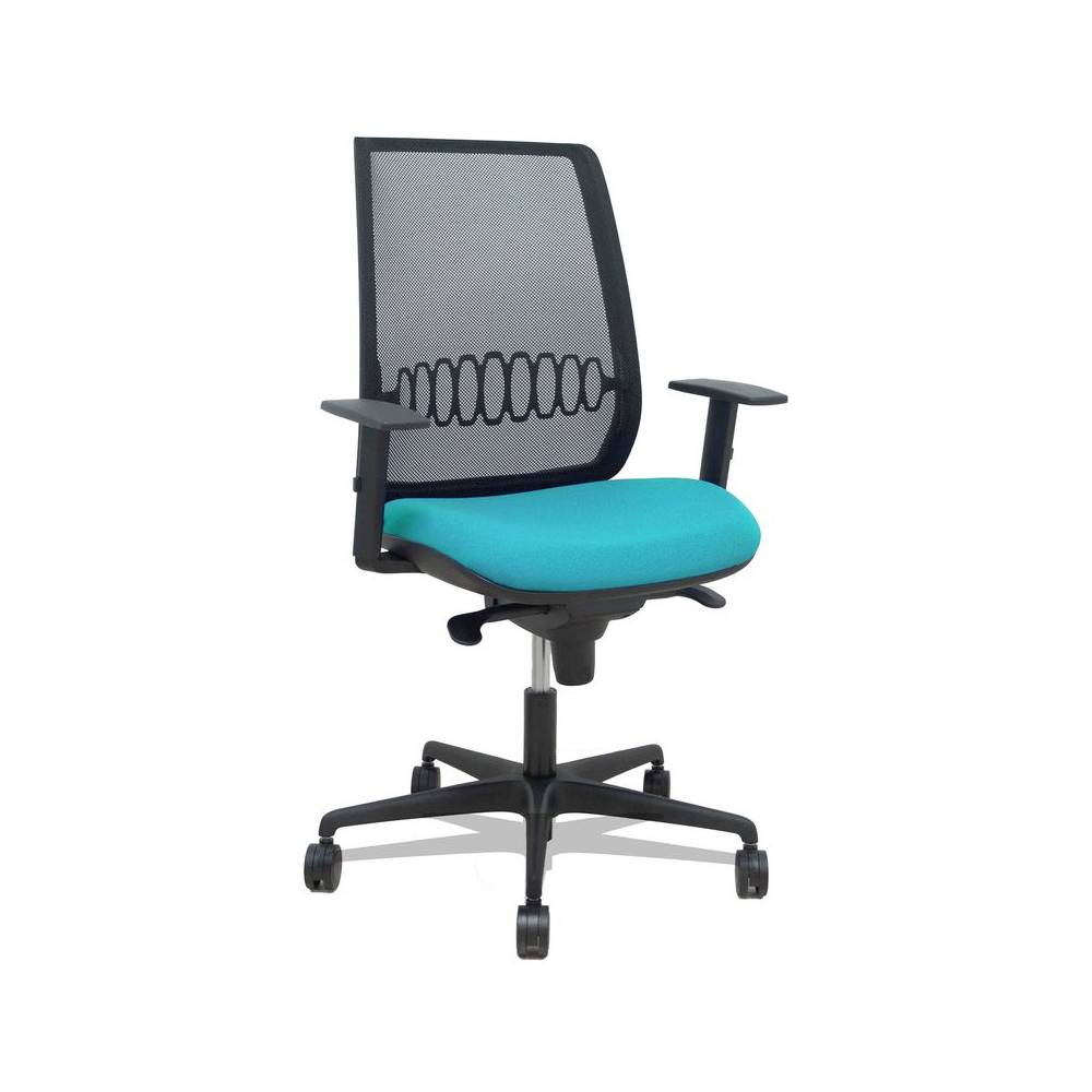 Silla Alares sincro malla negra bali turquesa brazo regulable