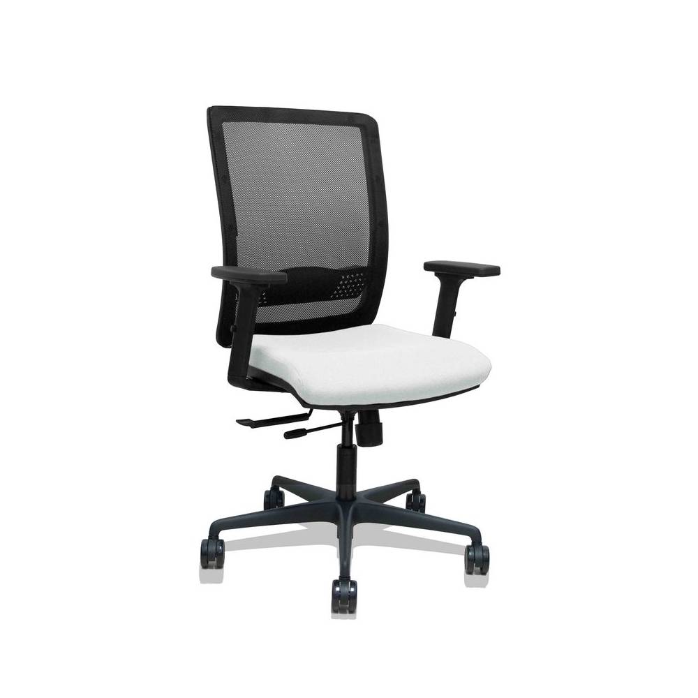 Silla Haches traslack malla negra asiento bali blanco brazos 2D ruedas 65mm