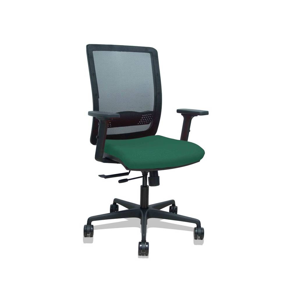Silla Haches traslack malla negra asiento bali verde botella brazos 2D ruedas 65mm