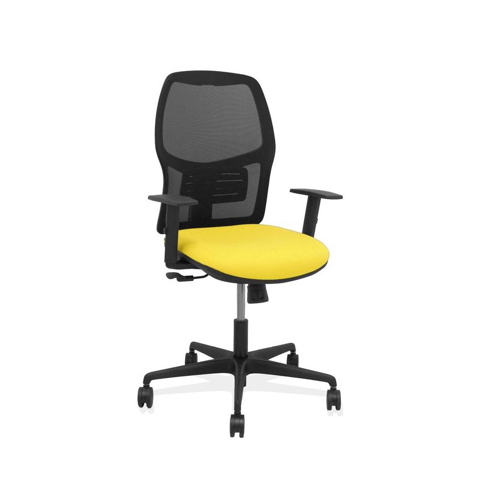 Silla Alfera sincro malla negra bali amarillo brazo regulable