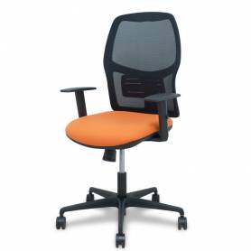 Silla Alfera sincro malla negra bali naranja brazo regulable