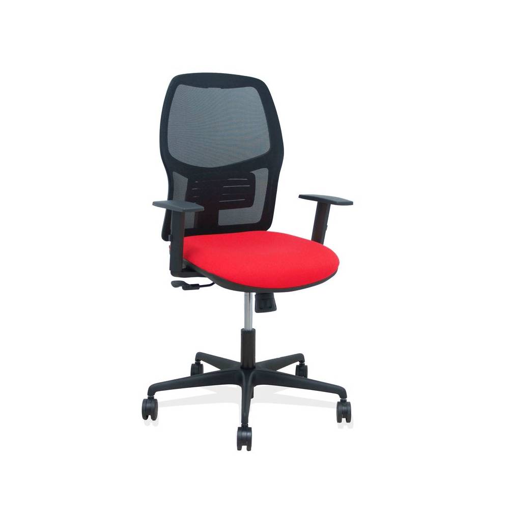 Silla Alfera sincro malla negra bali rojo brazo regulable