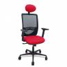 Silla de oficina ergonómica malla negra asiento rojo brazos y altura regulables con cabecero - 390SM840B350B2DB68R65C