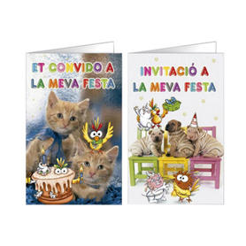 Tarjeta de invitacion arguval fantasia mascotas blister 8 unidades surtidas catalan