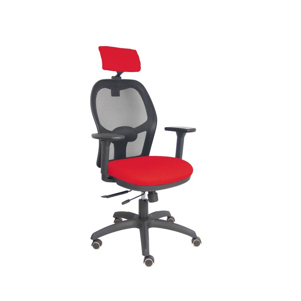 Silla Jorquera traslack malla negra asiento bali rojo brazos 3D cabecero regulable