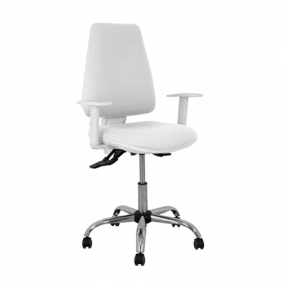 Silla Elche blanca asincro bali blanco brazos regulables ruedas de parqué