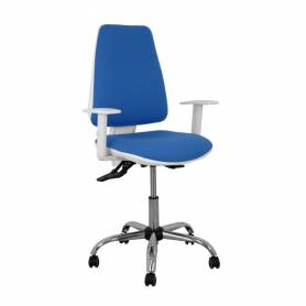 Silla Elche blanca asincro bali azul brazos regulables ruedas de parqué