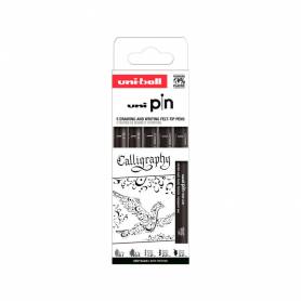 Rotulador uniball pin caligrafico color negro blister de 5 unidades - 302422075