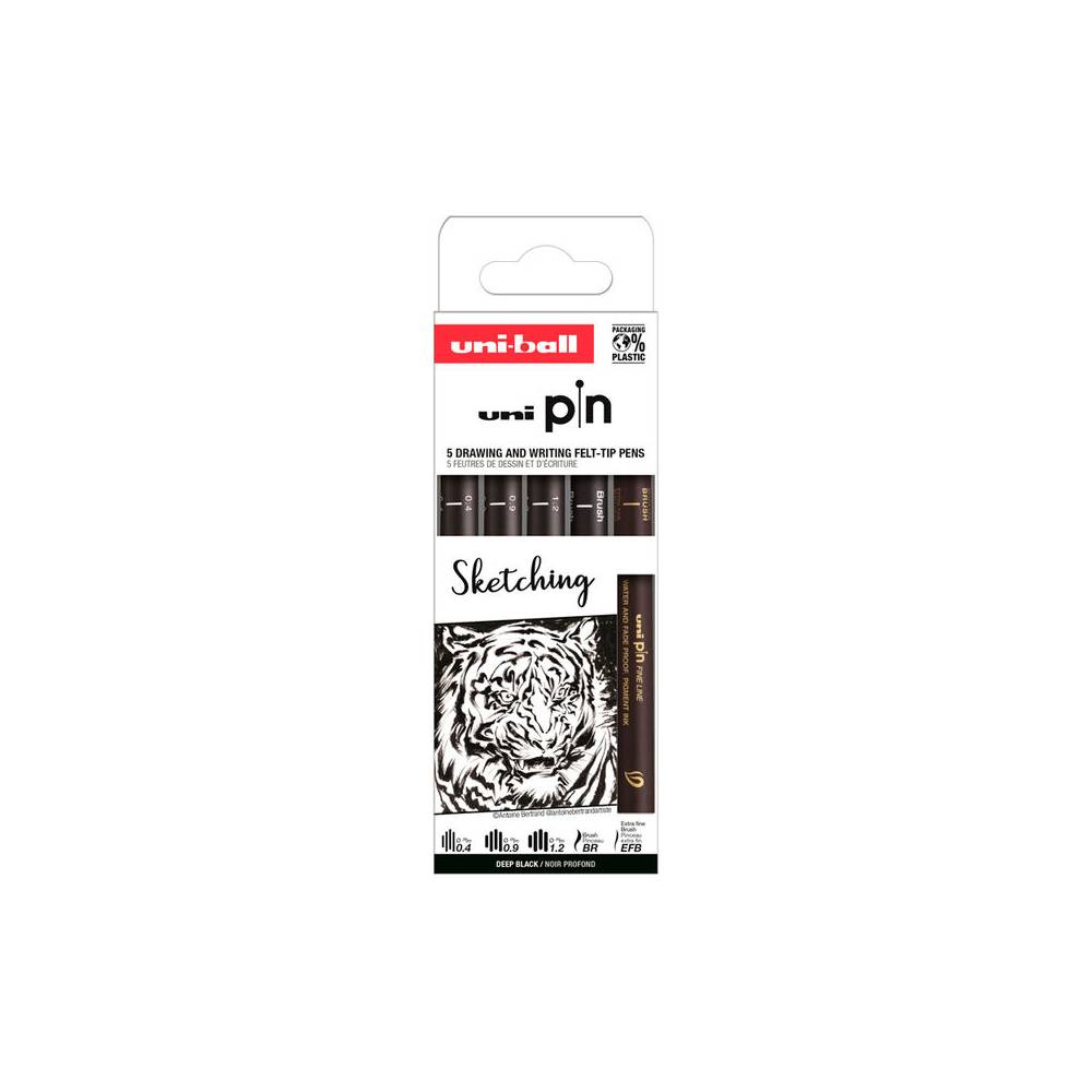 Rotulador uniball pin sketching color negro blister de 5 unidades - 302422080