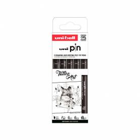 Rotulador uniball pin tattoo art color negro blister de 5 unidades - 302422081