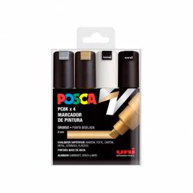 Rotulador uni posca pc-8k 4c marcador de pintura punta biselada 8 mm blister de 4 unidades colores surtidos - 182634677