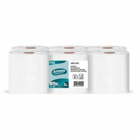 Papel secamanos amoos efficiency professional 2 capas color blanco paquete de 6 rollos - J621333