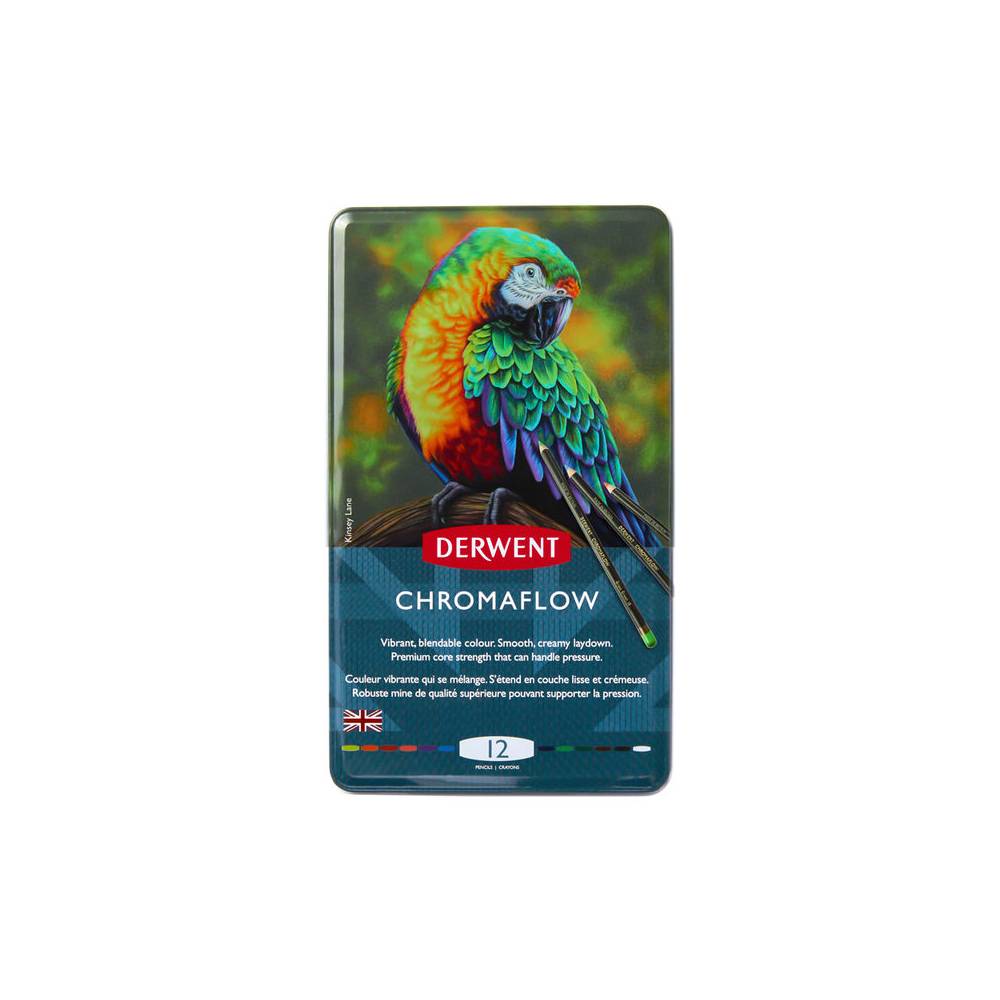 Lapices de colores derwent chromaflow caja metalica de 12 unidades colores surtidos - 2305856