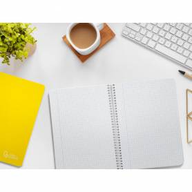 Cuaderno espiral liderpapel din a5 witty tapa dura 80h 90gr cuadro 4mm con margen color amarillo - BC81