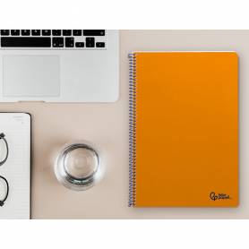 Cuaderno espiral liderpapel din a4 smart tapa blanda 80h 75gr pauta 2,5mm con margen color naranja - BF156