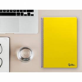 Cuaderno espiral liderpapel din a4 smart tapa blanda 80h 75gr pauta 3,5mm con margen color amarillo - BF160
