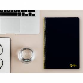 Cuaderno espiral liderpapel din a4 smart tapa blanda 80h 75gr pauta 3,5mm con margen color negro - BF163