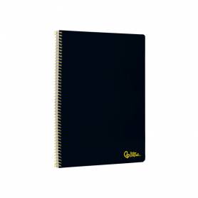 Cuaderno espiral liderpapel din a4 smart tapa blanda 80h 75gr pauta 3,5mm con margen color negro - BF163