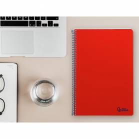 Cuaderno espiral liderpapel din a4 smart tapa blanda 80h 75gr pauta 3,5mm con margen color rojo - BF164