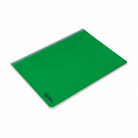 Cuaderno espiral liderpapel din a4 smart tapa blanda 80h 75gr pauta 3,5mm con margen color verde - BF165