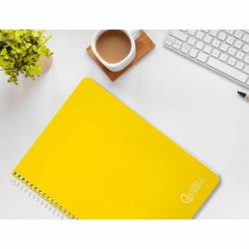 Cuaderno espiral liderpapel din a4 witty tapa dura 80h 90gr pauta 3,5mm con margen color amarillo - BF178
