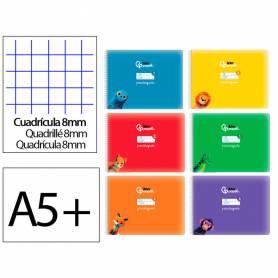 Libreta liderpapel pautaguia tapa cartoncillo 32h din a5+ 75gr cuadriculado pautado 8mm apaisada con margen 6 colores - LB49