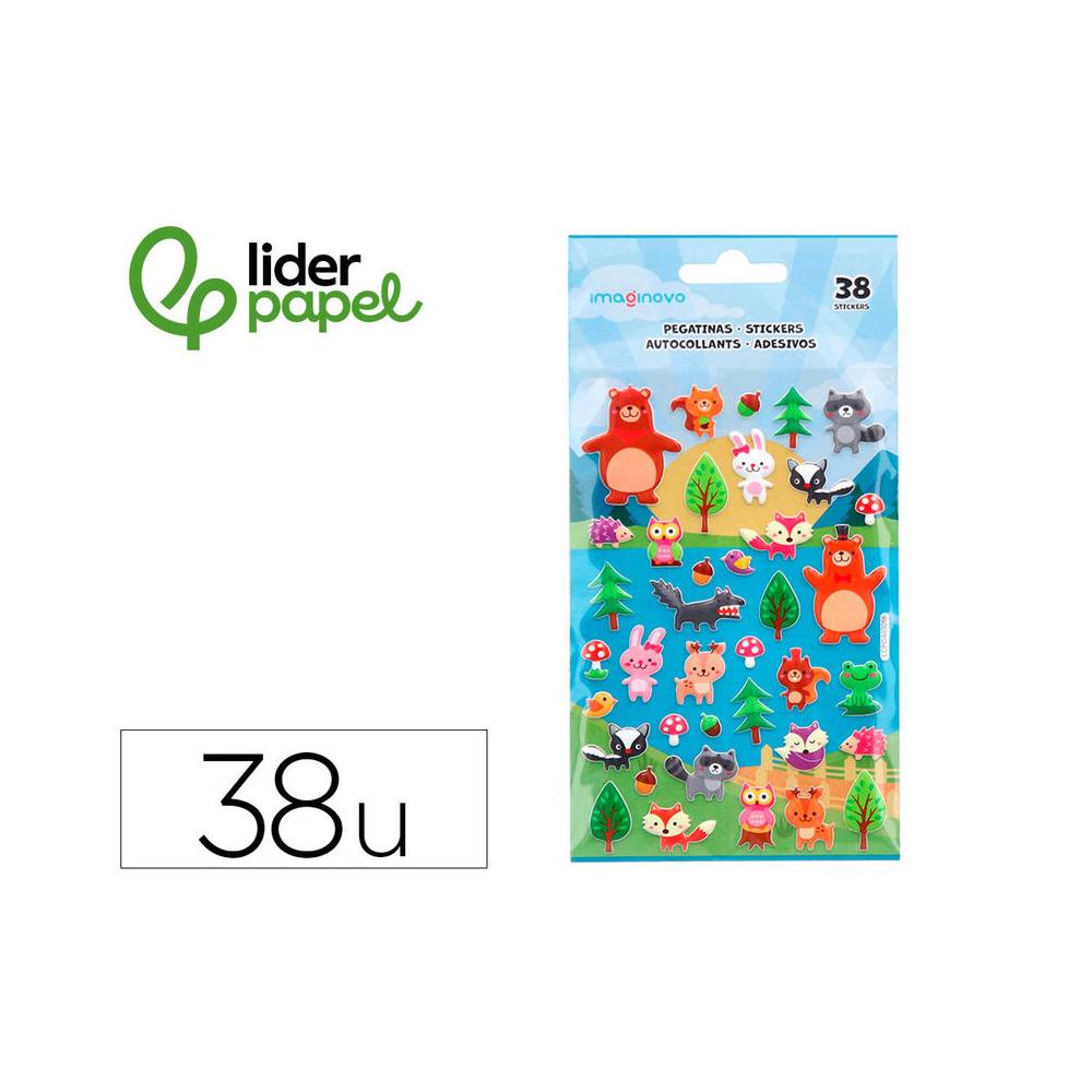 Pegatinas imaginovo cute animales bosque con relieve 190x105 mm en blister - VP02