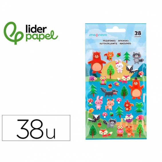 Pegatinas imaginovo cute animales bosque con relieve 190x105 mm en blister - VP02 Pegatinas imaginovo cute animales bosque con relieve 190x105 mm en blister - VP02