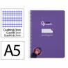 Cuaderno espiral liderpapel din a5 pautaguia tapa dura 80h 90 gr cuadro pautado 3mm color lila - BC126