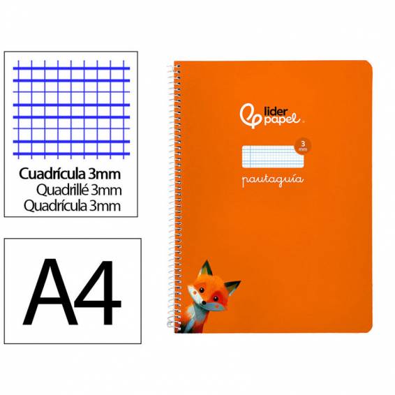 Cuaderno espiral liderpapel di n a4 pautaguia tapa blanda 80h 75 gr cuadro pautado 3mm color naranja - BF109 Cuaderno espiral liderpapel di n a4 pautaguia tapa blanda 80h 75 gr cuadro pautado 3mm color naranja - BF109