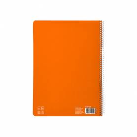Cuaderno espiral liderpapel di n a4 pautaguia tapa blanda 80h 75 gr cuadro pautado 3mm color naranja - BF109