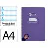 Cuaderno espiral liderpapel din a4 pautaguia tapa blanda 80h 75 gr cuadro pautado 4mm color lila - BF114