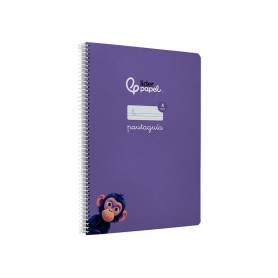 Cuaderno espiral liderpapel di n a4 pautaguia tapa blanda 80h 75 gr cuadro pautado 4mm color lila - BF114