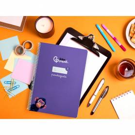 Cuaderno espiral liderpapel di n a4 pautaguia tapa blanda 80h 75 gr cuadro pautado 4mm color lila - BF114