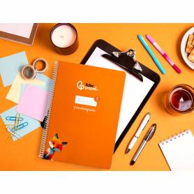 Cuaderno espiral liderpapel di n a4 pautaguia tapa blanda 80h 75 gr cuadro pautado 4mm color naranja - BF115