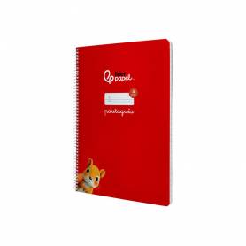 Cuaderno espiral liderpapel di n a4 pautaguia tapa blanda 80h 75 gr cuadro pautado 4mm color rojo - BF116